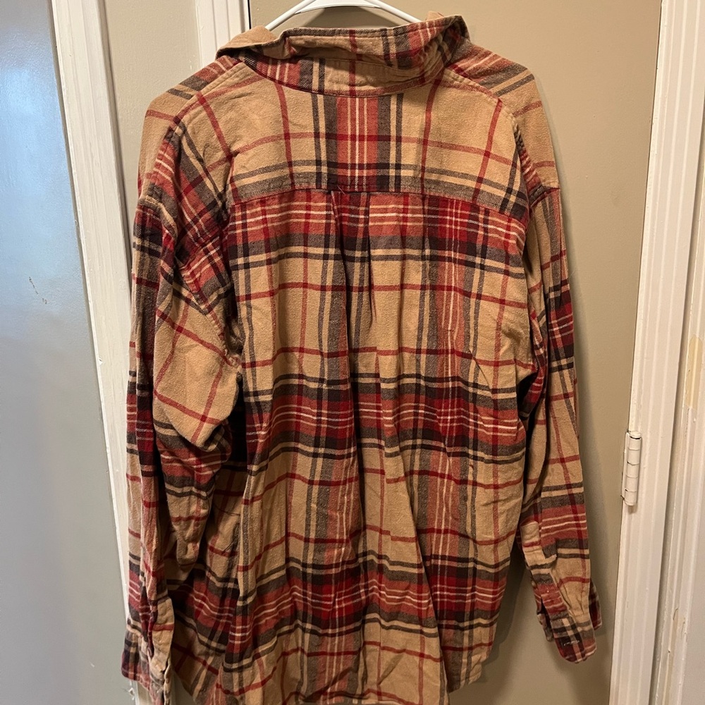 IZOD Red and Tan Plaid Shirt - Picture 3 of 5